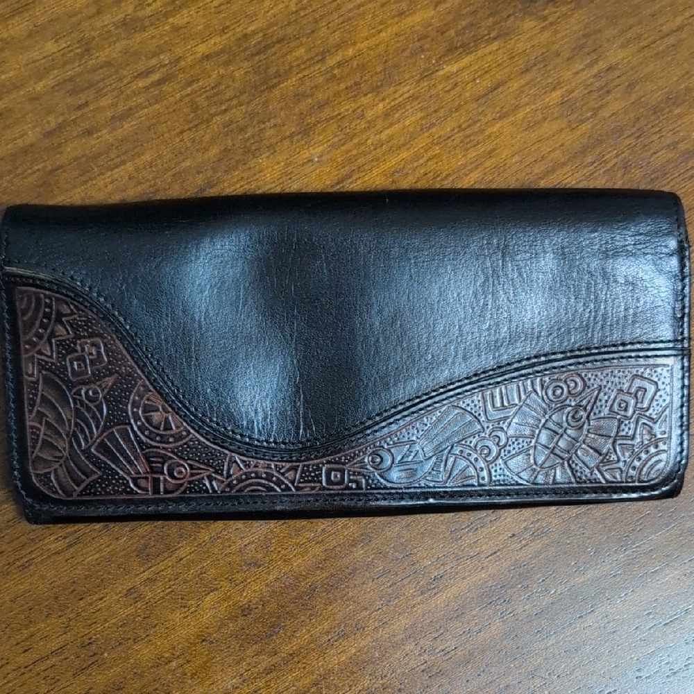 Vintage Derek Alexander - Elegant Black and Brown Embossed Leather Wallet